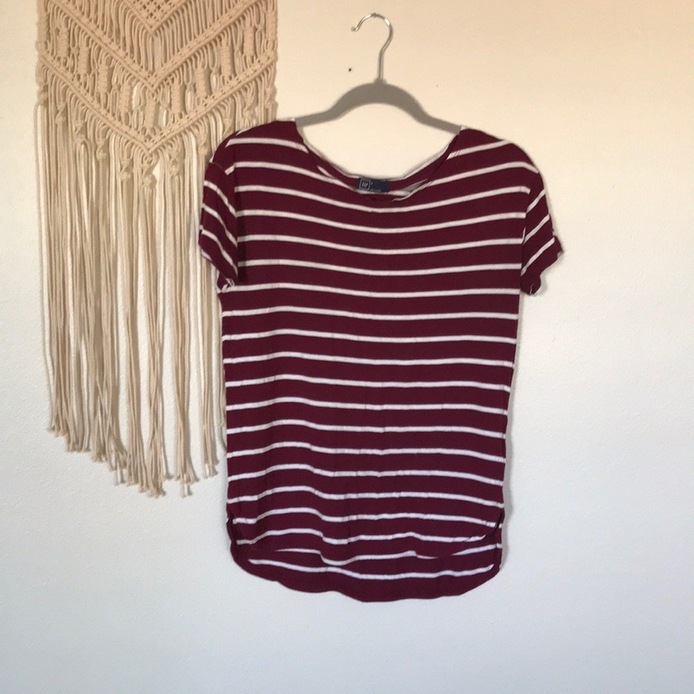Gap Maroon striped scoop neck tee